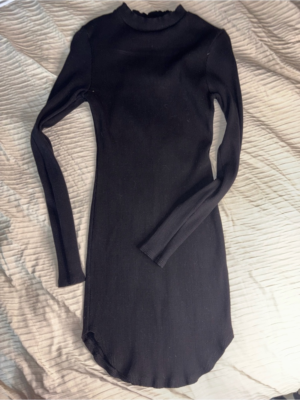 Fashion Nova Black Long-Sleeve Ribbed Bodycon Dress